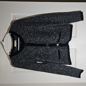 A. IDA Made in Italy Knit Wool Blend Button Up Cardigan Sweater Gray Blue Black